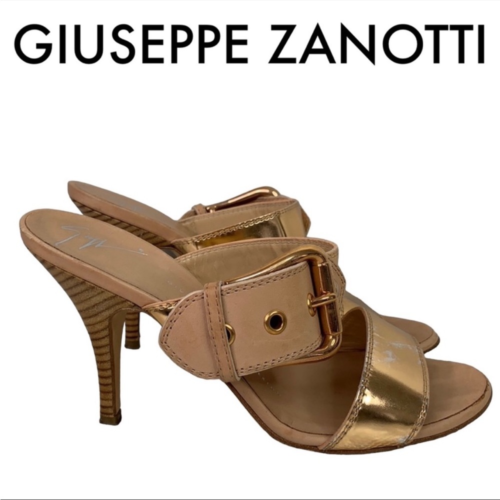 Giuseppe Zanotti $895 Metallic Double Buckle Strap Sandal, 6.5